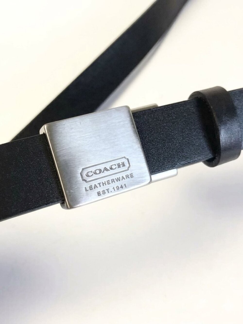 New, Coach Black Polished Calfskin Trademark Logo Buckle Belt - Picture 7 of 16
